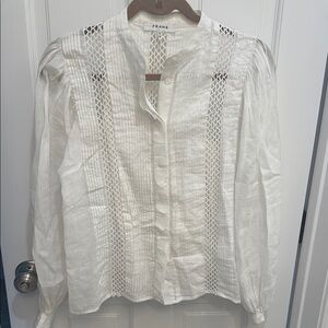 Frame Denim Ivory Lace Detail Blouse
